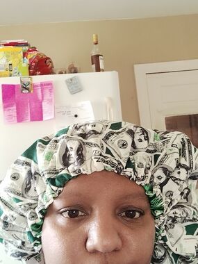 Money Print Sleep Bonnet - Green/White Hair Nightcap